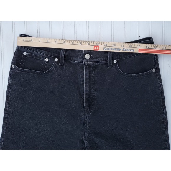Madewell Jeans Womens 32 Black Denim 90s‎ Straight High Rise Grunge Hipster - Picture 2 of 11